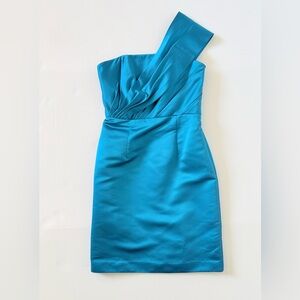 Priscilla of Boston Peacock One-Shoulder Dress